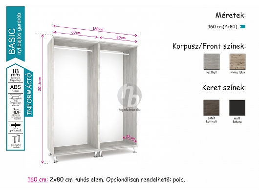 Nyílóajtós gardróbok - Basic Gardób