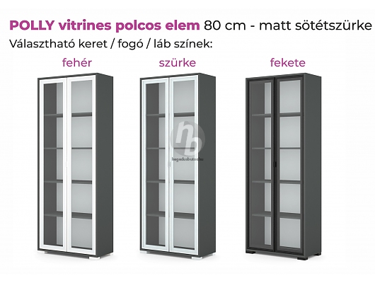 Tálaló szekrények, Vitrinek - Polly vitrines polcos elem 80cm