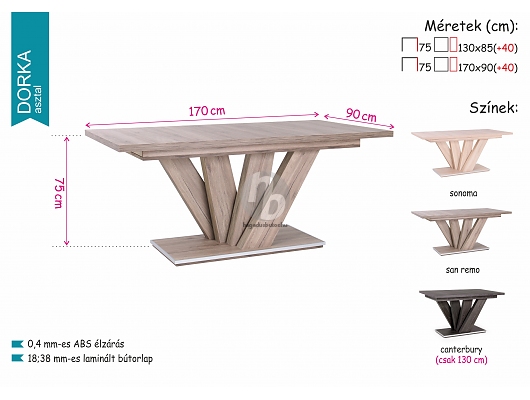 Étkezőasztalok - Dorka 170 asztal
