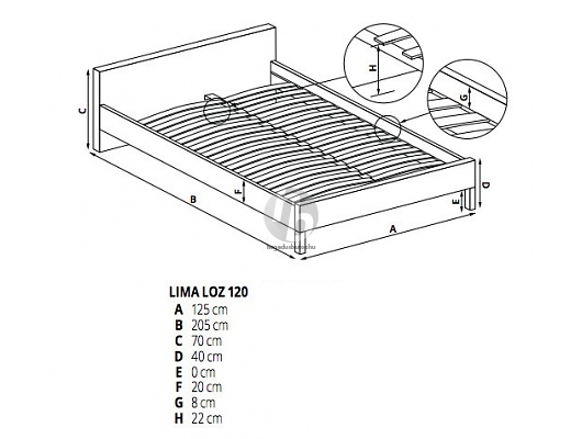 Ágykeretek - Lima ágykeret 120cm