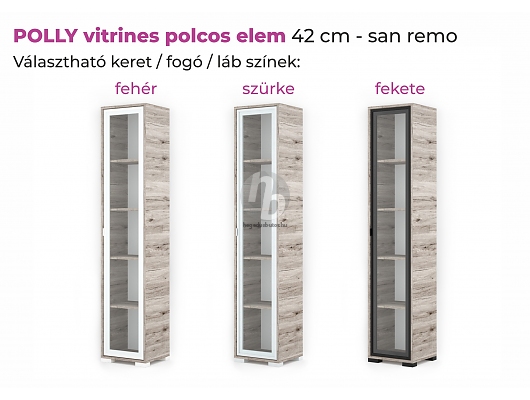 Tálaló szekrények, Vitrinek - Polly vitrines polcos elem 42cm