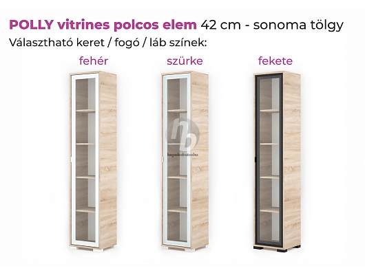 Tálaló szekrények, Vitrinek - Polly vitrines polcos elem 42cm