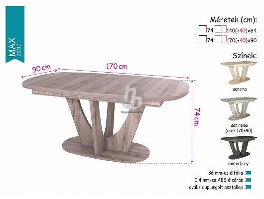 Étkezőasztalok - Max 140 asztal