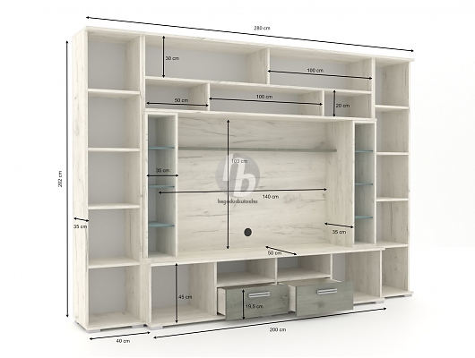 Modern szekrénysorok - Arizóna nappali sor 280cm