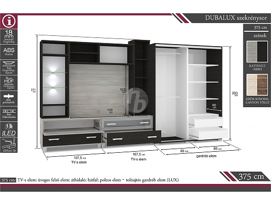 Modern szekrénysorok - Dubalux szerkénysor