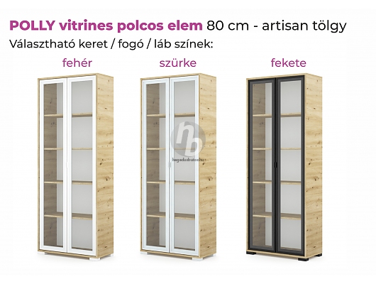 Tálaló szekrények, Vitrinek - Polly vitrines polcos elem 80cm
