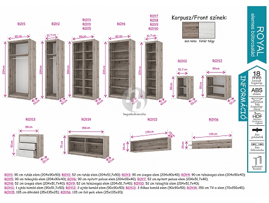 Tálaló szekrények, Vitrinek - Royal 4 Vitrin 4 üveg ajtóval
