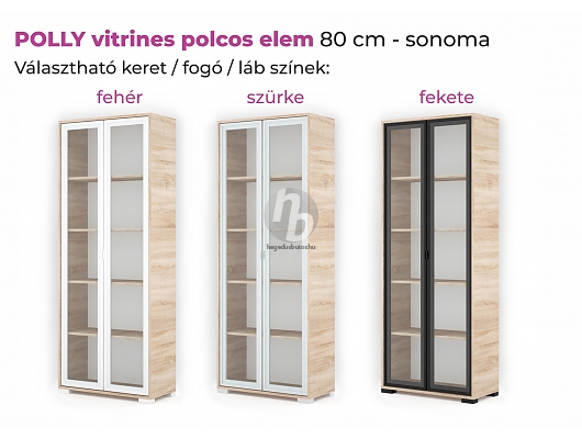 Tálaló szekrények, Vitrinek - Polly vitrines polcos elem 80cm