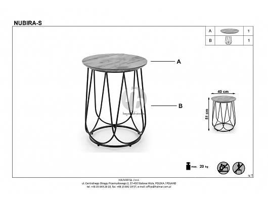 Bútorlapos és fa dohányzóasztal - Nubira-S asztalka