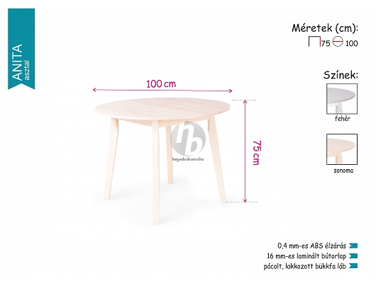 Étkezőasztalok - Anita 100 asztal